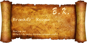Brankó Kozma névjegykártya